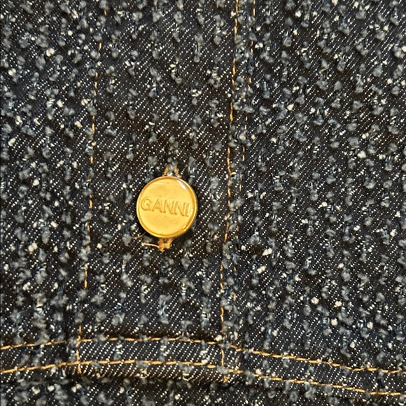 GANNI Short Sleeve Fluffy Denim Mini Dress Sz 40 - Picture 3 of 8